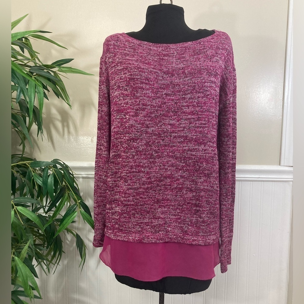 Kut from the Kloth oversized slouchy sweater‎ with attached silky trim, XS/S